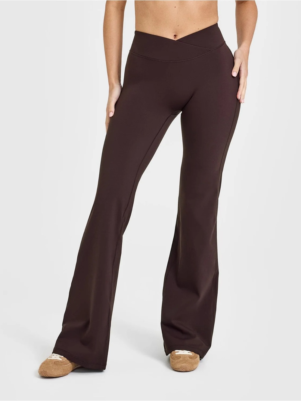 Oner Active Plum Brown Unified Wrap Flared Pants & Baby Tee Set - Picture 2 of 8